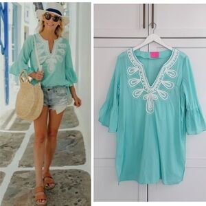 Lily Pulitzer Piet 💯% Cotton Swim Cover Up/Top, Light Aqua